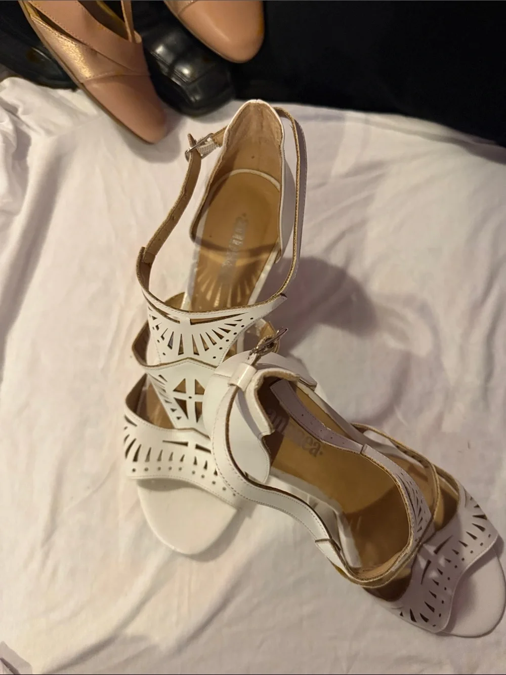 Women's White Cutout Strappy Heeled Sandals - Elegant Summer Style